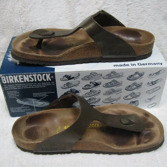 Birkenstock GIZEH Gold-Brown Birko Flor 40 R US W 9 M 7 USED - Picture 3 of 11